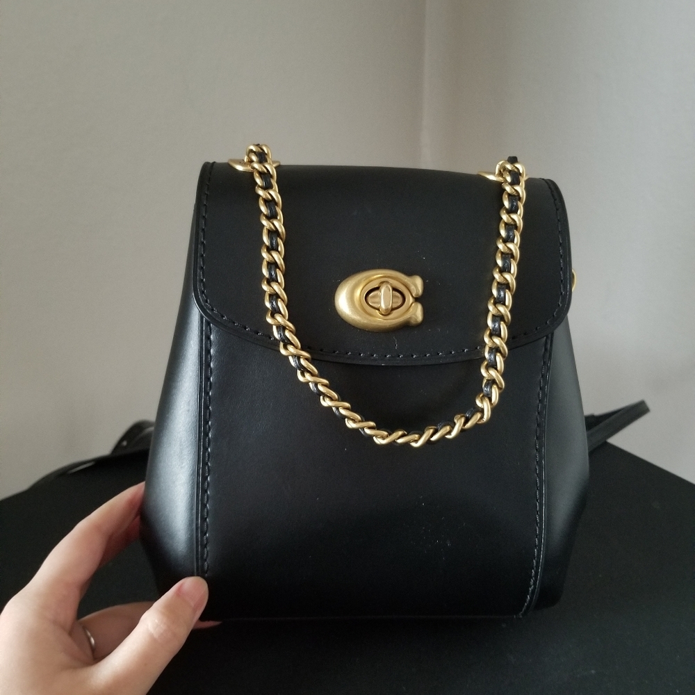 Coach Black Backpack with Gold Chain - Picture 3 of 9